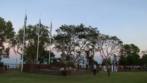 After sunrise, crowds also lined the streets of Darwin to watch the annual Anzac Day parade. Picture: 9NEWS.