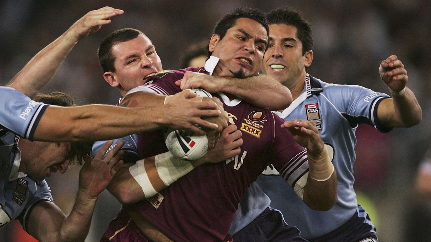 Carl Webb of the Maroons in action during the NRL State of Origin Game 2, between the New South Wales Blues and the Queensland Maroons held at Telstra Stadium June 15, 2005 in Sydney Australia. (Photo by Adam Pretty/Getty Images)