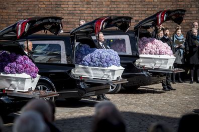 Princess Mary attended the funeral with her three children. 