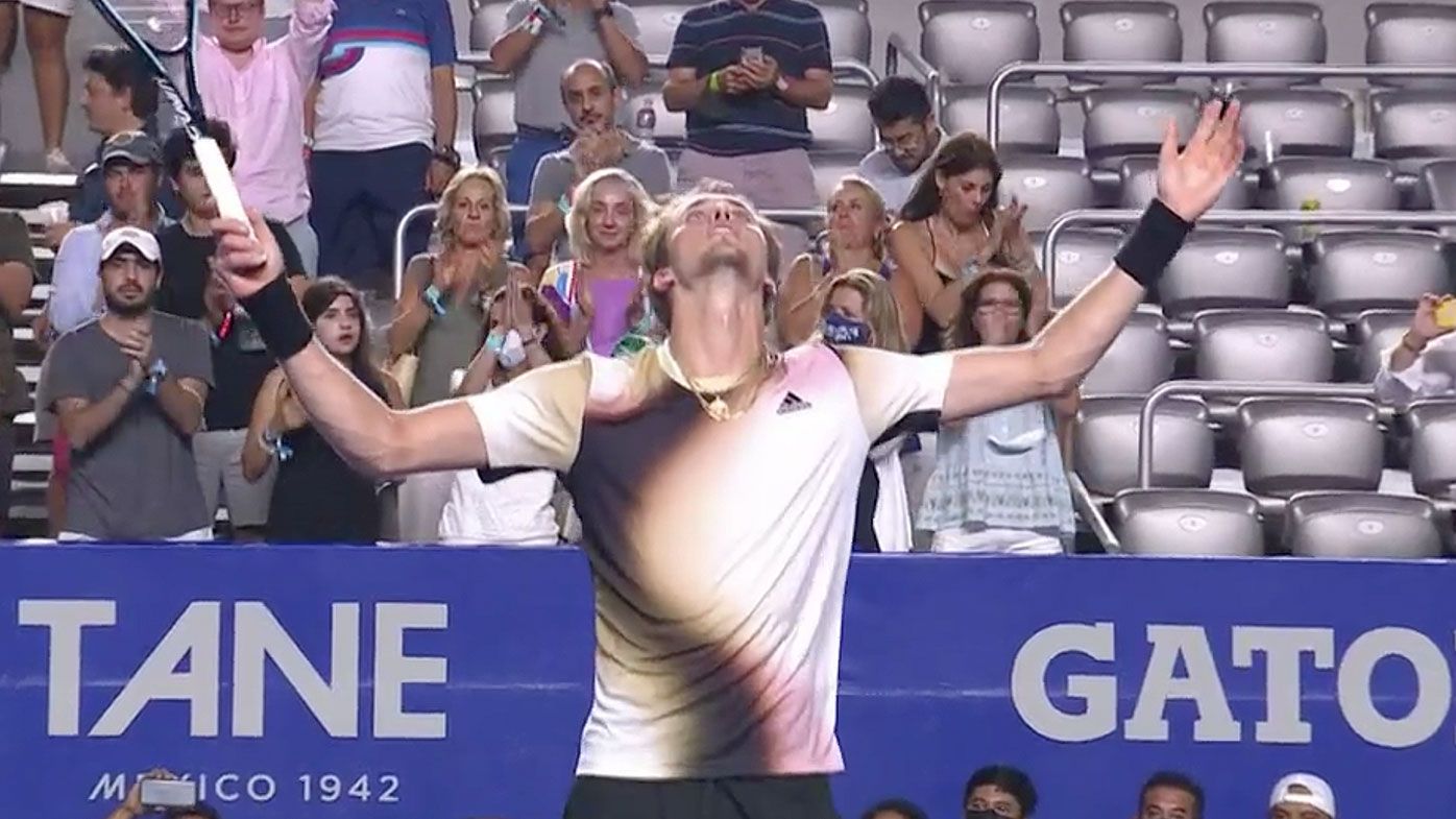 Alexander Zverev celebrates after winning