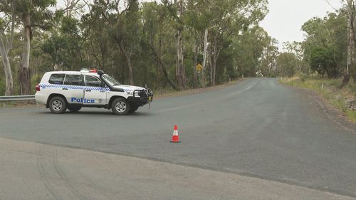 A police vehicle near the Bungonia location where the bodies of Jesse Baird and Luke Davies were found.