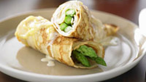 Turkey and asparagus crepes