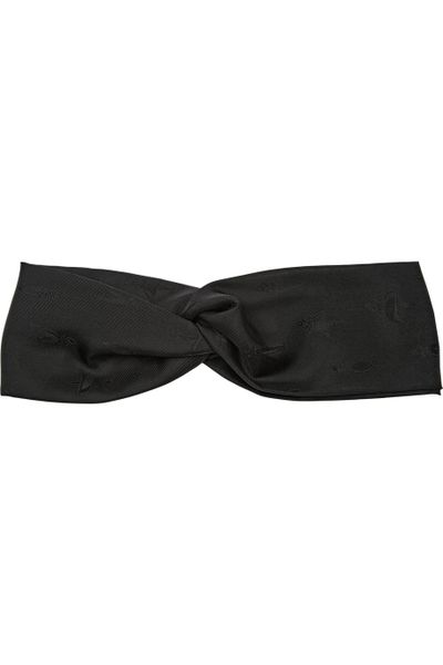 <a href="http://www.net-a-porter.com/au/en/product/500807" target="_blank">Leather-trimmed silk-twill headband, $285.73, Fendi</a>