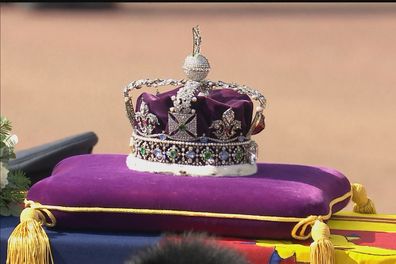 The Imperial State Crown atop Queen Elizabeth II's coffin.