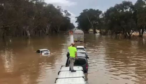 The Hume Freeway in Victoria- where some areas had two months worth of rain in a day yesterday.