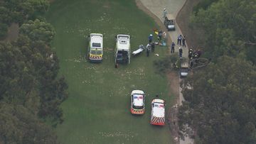 A tree has fallen on a golf buggy in Moorebank leaving a man injured.