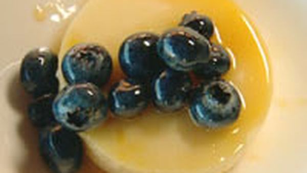 Lemon pudding with citrus dressed blueberries