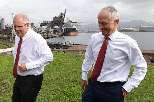 Mr Turnbull was joined by Treasurer Scott Morrison. (AAP)