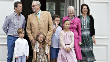 The Danish royal family have posed for a relaxed summer portrait outside Grasten Castle. (AAP)