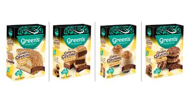 All the new Golden Gaytime X Green's packet cakes