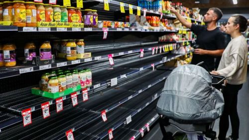 Most pasta and rice sold out at Woolworths Bondi Beach store amid coronavirus panic buying. 16th March 2020. 