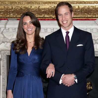 LONDON, ENGLAND - NOVEMBER 16:  Prince William and Kate Middleton pose for photographs in the State Apartments of St James Palace on November 16, 2010 in London, England. After much speculation, Clarence House today announced the engagement of Prince William to Kate Middleton. The couple will get married in either the Spring or Summer of next year and continue to live in North Wales while Prince William works as an air sea rescue pilot for the RAF. The couple became engaged during a recent holid
