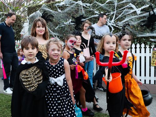 Halloween. Trick Treaters in Willoughby. 31st Oct 2019.