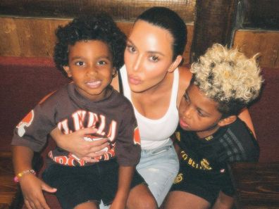 Kim Kardashian with Saint West and Psalm West