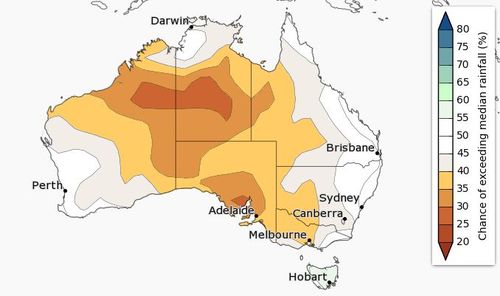 The chance of above median for March to May. (Bureau of Meteorology) 