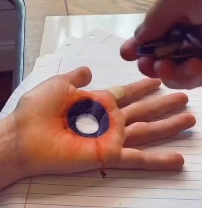 The hole in the hand illusion (ouch)