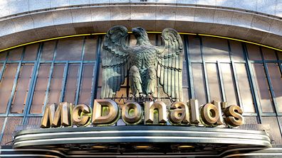 McDonald&#x27;s Imperial restaurant is an historical cafe on in Porto, Portugal. Facade of the building