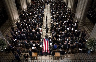 The packed Washington National Cathedral, where the funeral of George HW Bush was held.