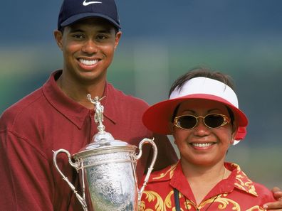 Tiger Woods with his mother Kultida Woods