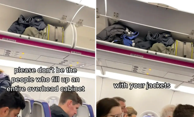 jackets in overhead lockers on plane debate