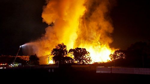 The fire broke out at a rubbish pile near a Somerton factory. (9NEWS)
