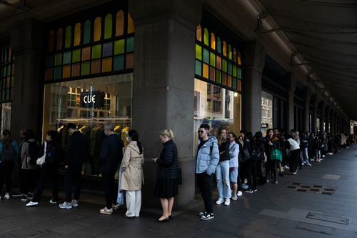 Long queues at the Lune pop-up store at the Queen Victoria Building. Queuing started at 5.15am. Sydney. 