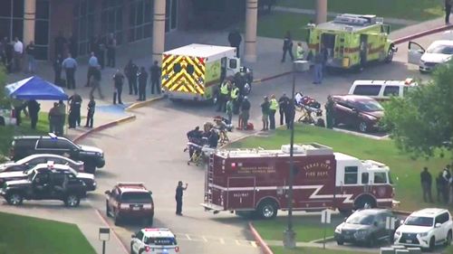 This image taken from video shows the campus of Santa Fe High School after a mass shooting earlier this year.