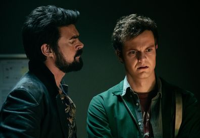 Karl Urban as Billy Butcher and Jack Quaid as as Hughie Campbell on The Boys.