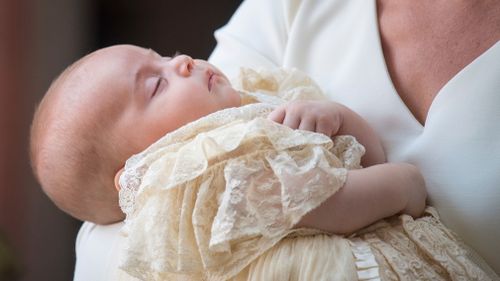 Prince Louis seemed to snooze through the service. Picture: AAP