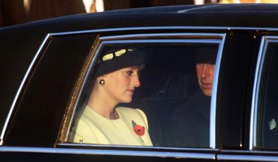 Diana in a car with Charles