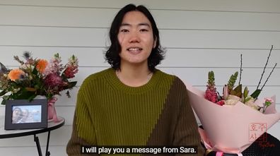 Hyun, the Korean fiancé of Aussie YouTuber Sara Holmes, plays her final message for fans.