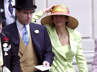 Royal Ascot Race Meeting Thursday - Ladies Day. Prince Andrew, Duke Of York walks with Ghislaine Maxwell At Ascot.