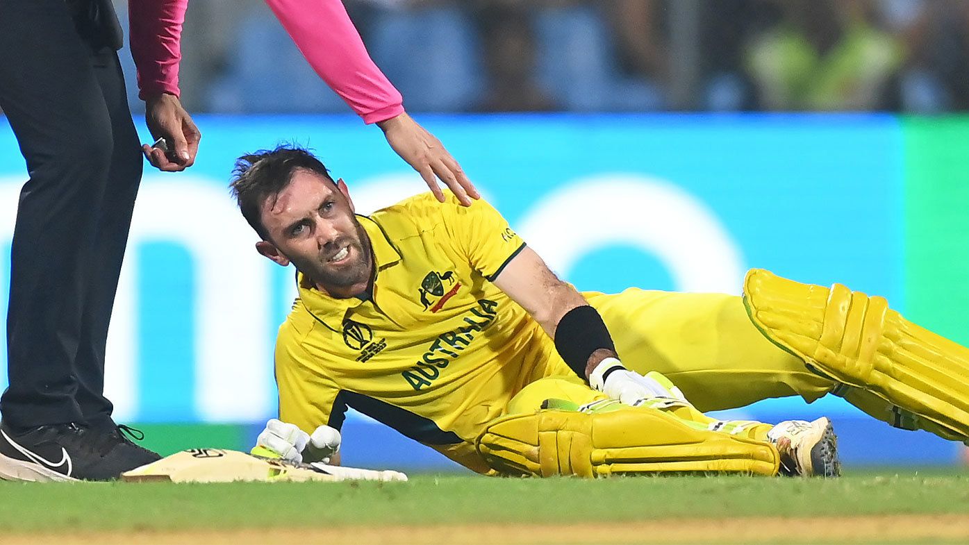Glenn Maxwell is floored by cramps during his marathon innings against Afghanistan