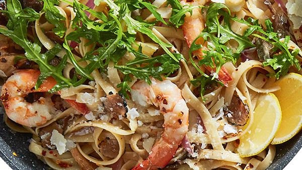 Prawn and black truffle pasta