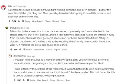 Response to bride flower girl tiara