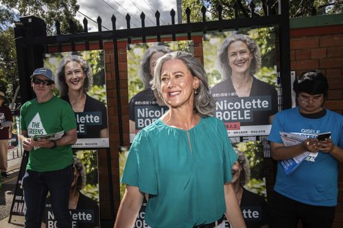 Federal seat of Bradfield. Killara High School polling booth with Independent candidate Nicolette Boele  3rd May 2025 Photo: Steven Siewert