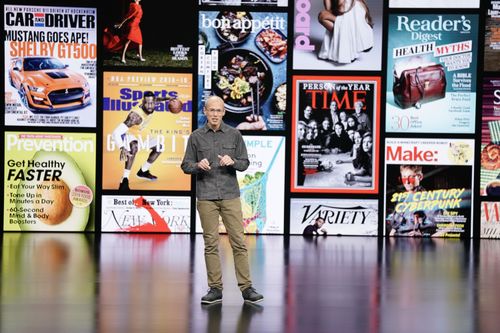 Apple vice president of applications Roger Rosner talks about the company's  news app. (AP Photo/Tony Avelar)