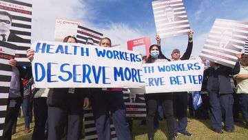 Health care workers have called NSW premier Chris Minns a liar during strikes at Sydney hospitals.