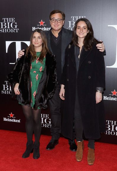 Actor Bob Saget and daughters attend the "The Big Short" New York premiere at Ziegfeld Theater on November 23, 2015 in New York City.