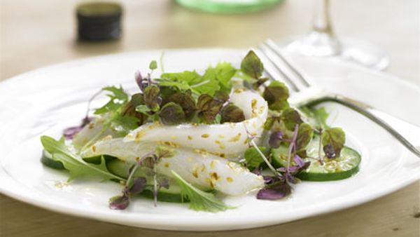 King George whiting and cucumber salad