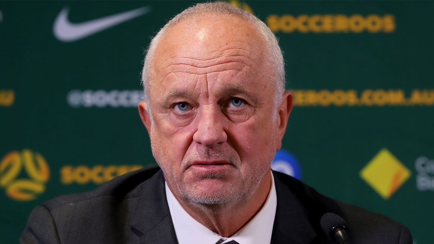 Socceroos coach Graham Arnold speaks to the media