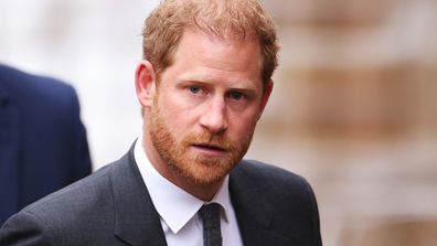 Prince Harry, Duke of Sussex arrives at the Royal Courts of Justice on March 28, 2023 in London, England.   