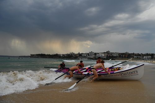 Storm clouds move over Bondi Beach in Sydney, Monday, November 25, 2019. 