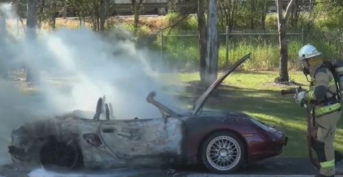 Porsche car fire
