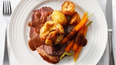 Roast beef with Yorkshire pudding is a classic recipe