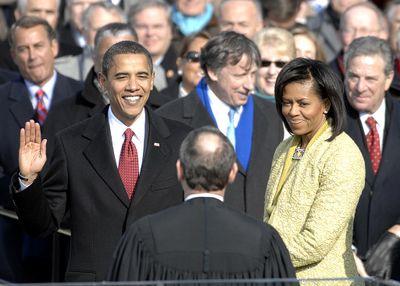 Barack Obama is sworn in as the 44th US President.
