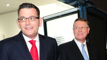 Victorian Labor leader Daniel Andrews alongside Premier Denis Napthine. (AAP)