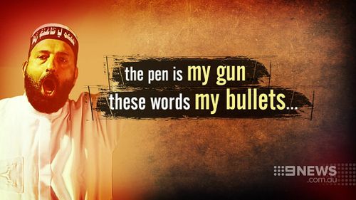 "The pen is my gun, these words are my bullets," Monis declared on his website just months before the siege. (9NEWS)