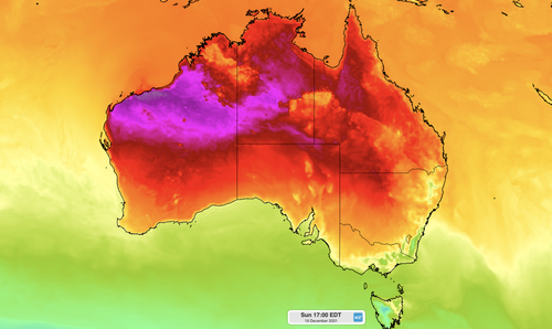 A lack of cloud cover and a broad, stagnant area of low pressure could see parts of the outback top 50C.