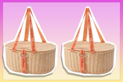 9PR: Vibes McLaren Vale 2 Person Weaved Wicker Cord Picnic Basket with Lid